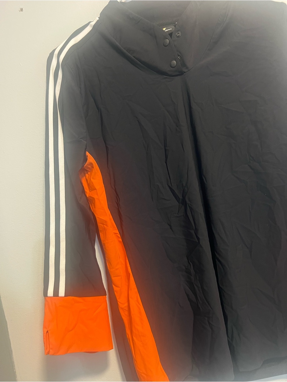Nevermindall Women’s Black & Orange golf - Three-Stripe Sleeve Style - Picture 2 of 6